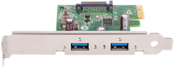 USB 3.0 Card PCIe, Ren, 1 HC, x1, SATA ,2 Ports | USB 3.0 kaart